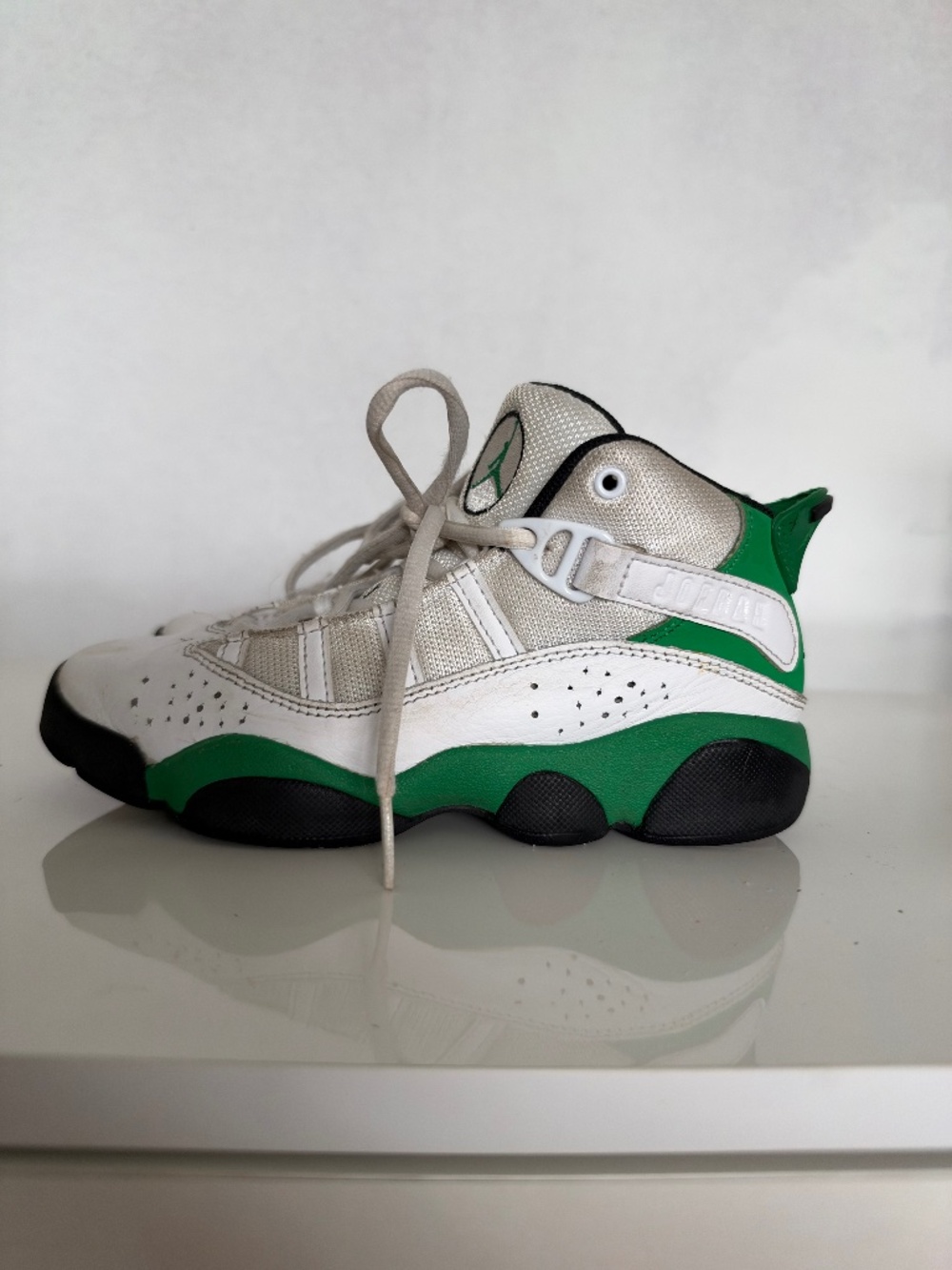Nike Air Jordan 6 Rings GS – White/Green/Black – Size 1Y